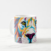 Mug Portrait abstrait coloré lion blanc (Devant gauche)