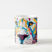 Mug Portrait abstrait coloré lion blanc (Centre)