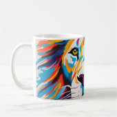 Mug Portrait abstrait coloré lion blanc (Gauche)