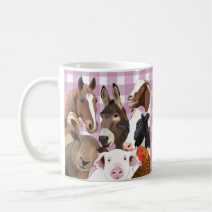 Mug Portrait animal de ferme mignon En vichy Check - v
