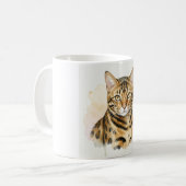 Mug Portrait aquarelle de chat Bengal (Devant gauche)
