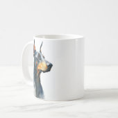 Mug Portrait aquarelle de dobermann noir (Devant gauche)