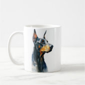 Mug Portrait aquarelle de dobermann noir (Gauche)