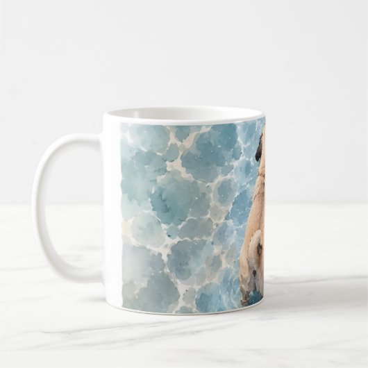Mug Portrait aquarelle de Pug mignon  (Gauche)