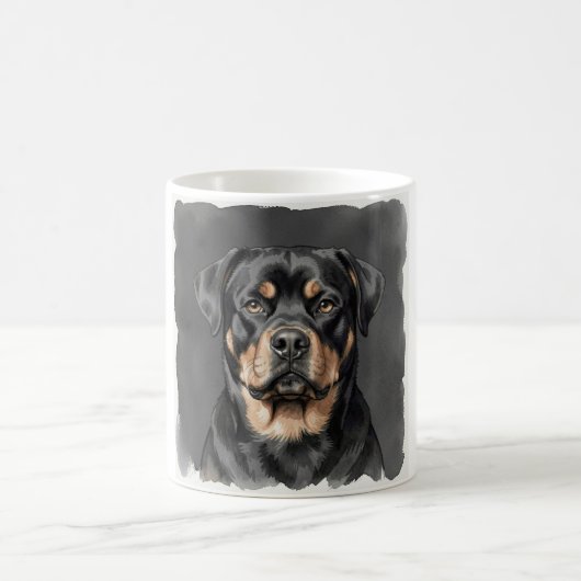 Mug Portrait aquarelle de Rottweiler (Centre)
