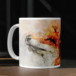 Mug Portrait aquarellé du renard roux 01