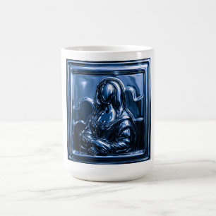 Mug Portrait Bleu Chromé Futuriste