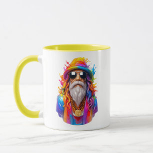 Mug Portrait coloré d'un hippie dans un thème jaune ar