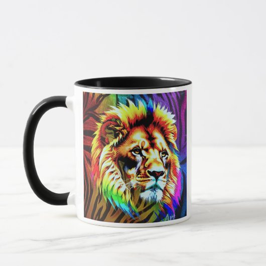 Mug Portrait coloré d'un lion. (Gauche)