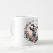Mug Portrait d'aquarelle de chèvre florale (Devant gauche)