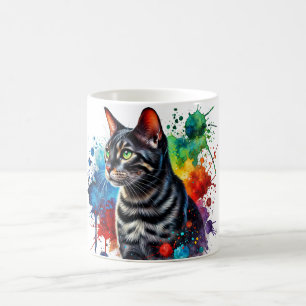 Mug Portrait d'aquarelle du chat au charbon de bois