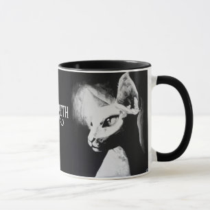 Mug Portrait d'art de chat Sphynx noir et blanc pour a