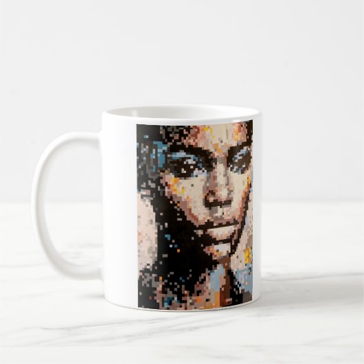 Mug Portrait d'art Pixel Vibrant de Ferocity (Gauche)