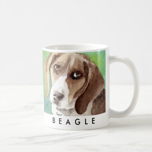 Mug portrait de Beagle à l'aquarelle (Droite)