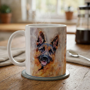 Mug Portrait de Berger Allemand à l'aquarelle