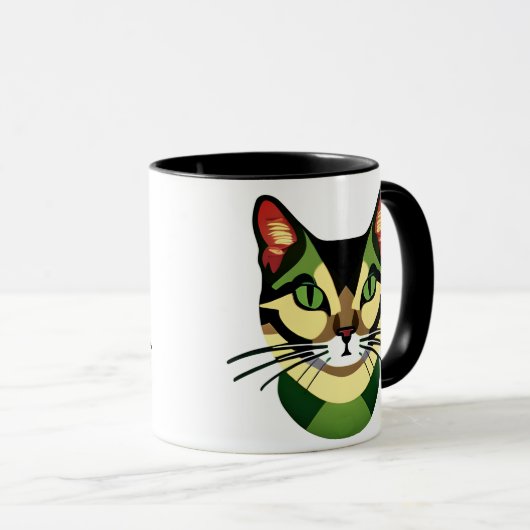 Mug Portrait de chat Camouflage (Devant droit)