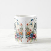 Mug Portrait de Chat Gris Joli avec Fleurs (Centre)