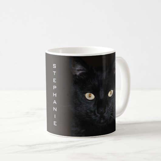 Mug Portrait de chat noir (Devant droit)
