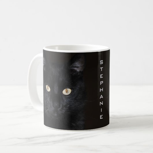 Mug Portrait de chat noir (Devant gauche)