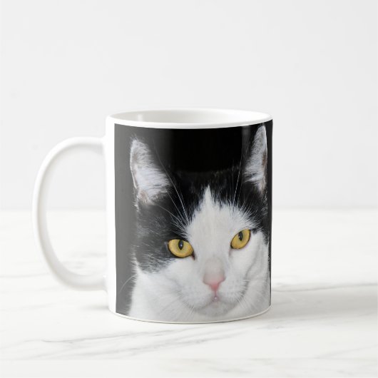 Mug Portrait de chat noir et blanc (Gauche)