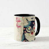 MUG PORTRAIT DE CHAT SAMURAI AVEC TATOS SERPENTS (Devant droit)