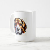 Mug Portrait de chien Beagle mignon avec des couleurs  (Devant gauche)