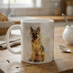 Mug Portrait de chien berger allemand en aquarelle Art