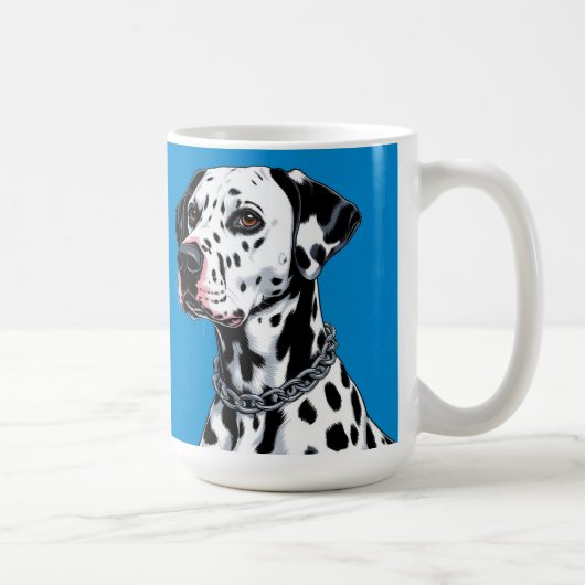 Mug Portrait de chien dalmate sur fond bleu (Droite)