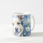 Mug Portrait de chien floral botanique à l'aquarelle (Devant droit)