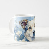 Mug Portrait de chien floral botanique à l'aquarelle (Devant gauche)