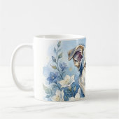 Mug Portrait de chien floral botanique à l'aquarelle (Gauche)