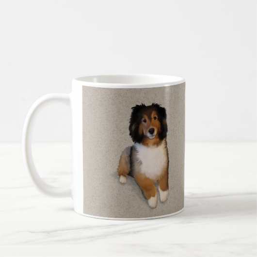 Mug Portrait de chien mélange Sheltie (Gauche)