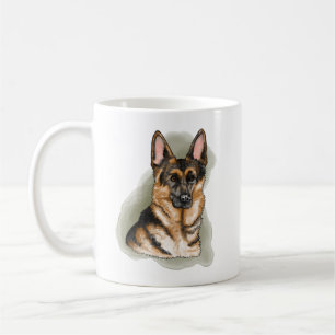 Mug Portrait de chien Shepherd allemand noir et feu à