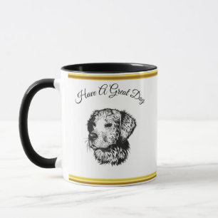 Mug Portrait de chiot d'or avec feuille d'or