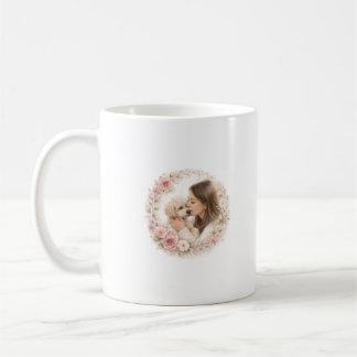 Mug Portrait de compagnie animale floral aquarelle sur