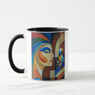 Mug Portrait de femme cubiste abstrait Peinture modern