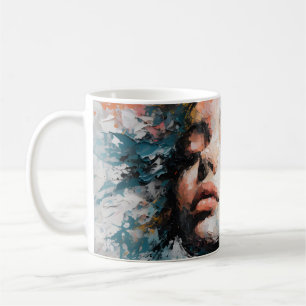 Mug Portrait de femme floral abstrait de luxe sur toil