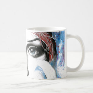 Mug Portrait de fille Joli yeux aquarelle peinture art