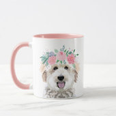 Mug Portrait de fleurs roses de Goldendoodle (Gauche)