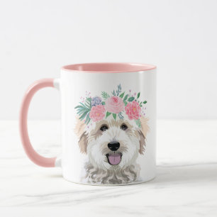 Mug Portrait de fleurs roses de Goldendoodle