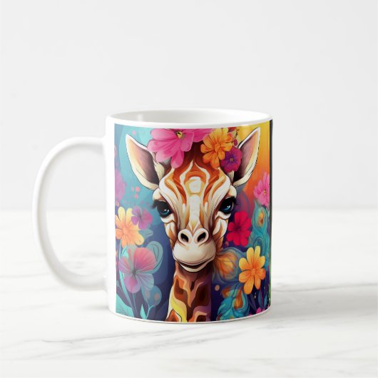 Mug Portrait de Giraffe Florale-9320 (Gauche)