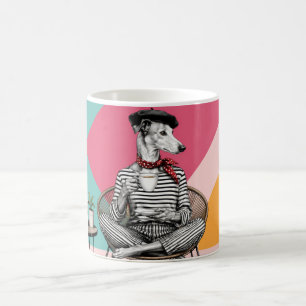 Mug Portrait de Greyhound au café en Pop Art gris chic