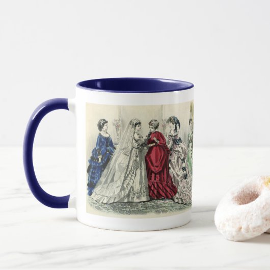 Mug Portrait de mariage victorien antique de la mariée (Avec donut)