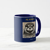 Mug Portrait de Otter de la rivière Alaska bleu et or (Devant droit)