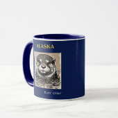 Mug Portrait de Otter de la rivière Alaska bleu et or (Devant gauche)