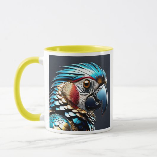 Mug Portrait de perroquet bleu doré. (Gauche)