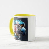 Mug Portrait de perroquet bleu doré. (Devant gauche)