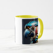 Mug Portrait de perroquet bleu doré. (Devant droit)