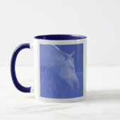 Mug Portrait de profil Cheval Head Blue et White Art (Gauche)