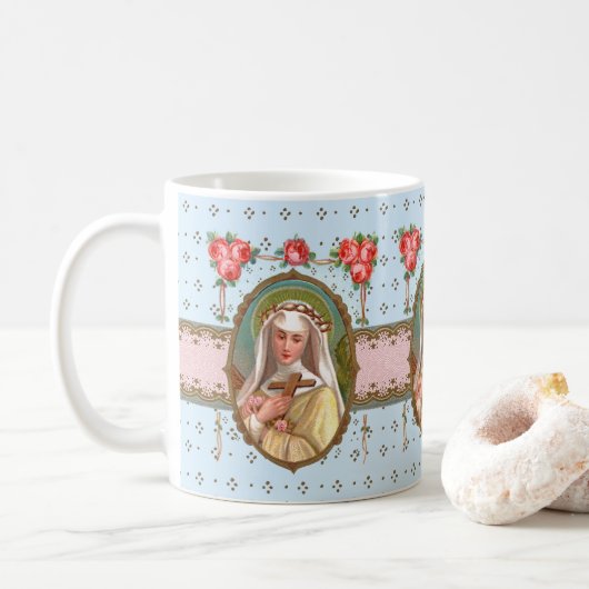 Mug Portrait de Saint-Rose revêtu de Rose (M 024a) (Avec donut)